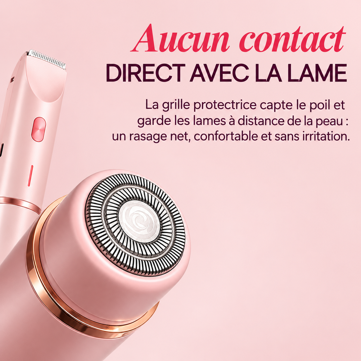 Aucun contact direct avec la lame grâce à la grille protectrice